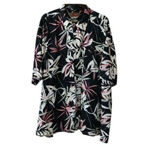 Cotton Works Mens 4X Tropical Floral Print Hawaiian Button Down Shirt